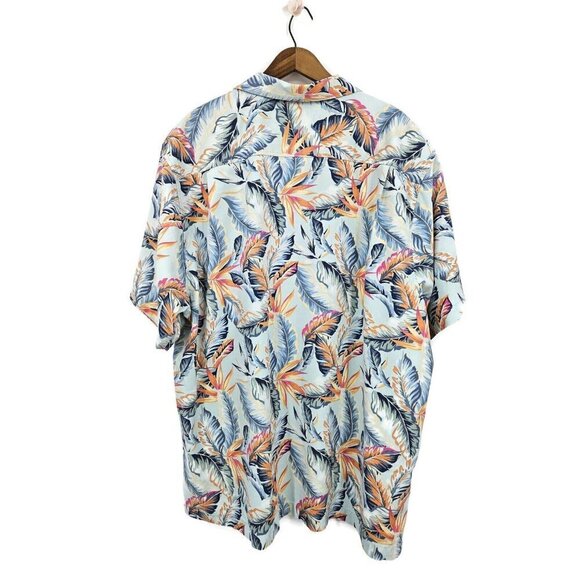 Tommy Bahama Hawaiian Shirt Mens XXL Silk Coolmax Light Blue Palm Fronds - Picture 2 of 6